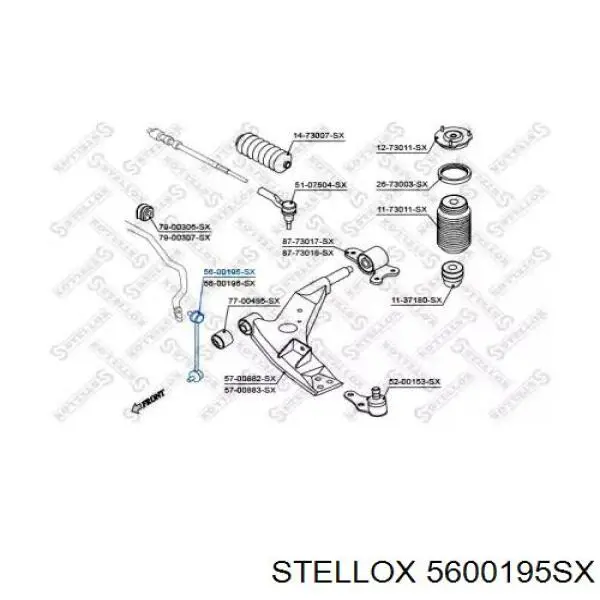 5600195SX Stellox Тяжка стабилизатора, переднего, левая