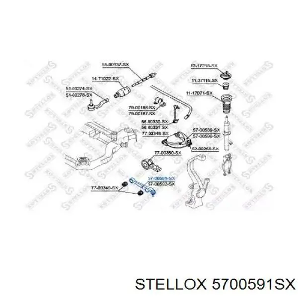 Рычаг передней подвески нижний правый 5700591SX Stellox