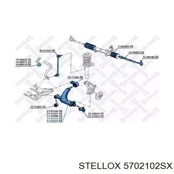 Рычаг передней подвески нижний левый 5702102SX Stellox