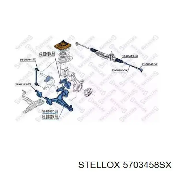 Рычаг передней подвески нижний правый 5703458SX Stellox