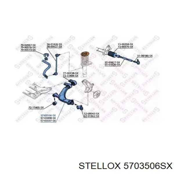 Рычаг передней подвески нижний левый 5703506SX Stellox