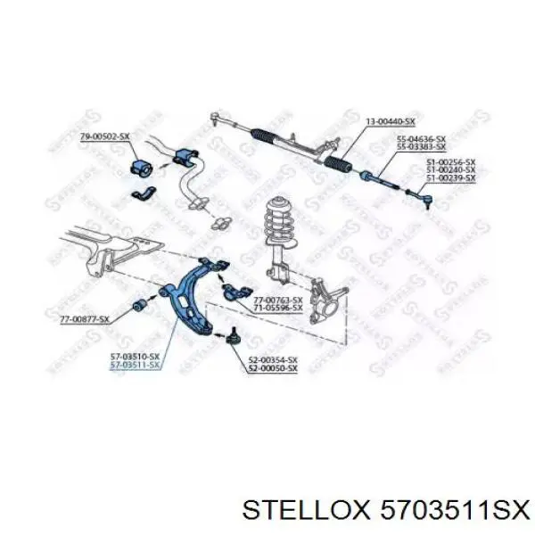 Рычаг передней подвески нижний правый 5703511SX Stellox