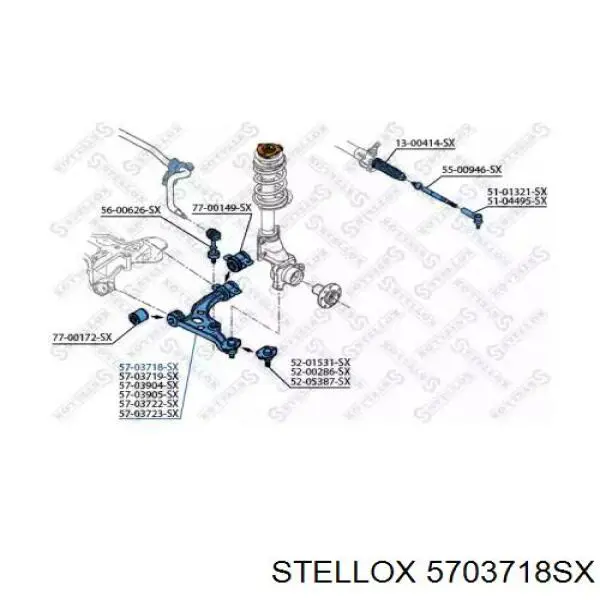 57-03718-SX Stellox рычаг передней подвески нижний левый