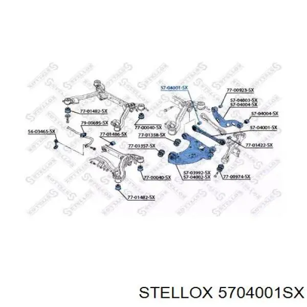 5704001SX Stellox braço oscilante de suspensão traseira transversal