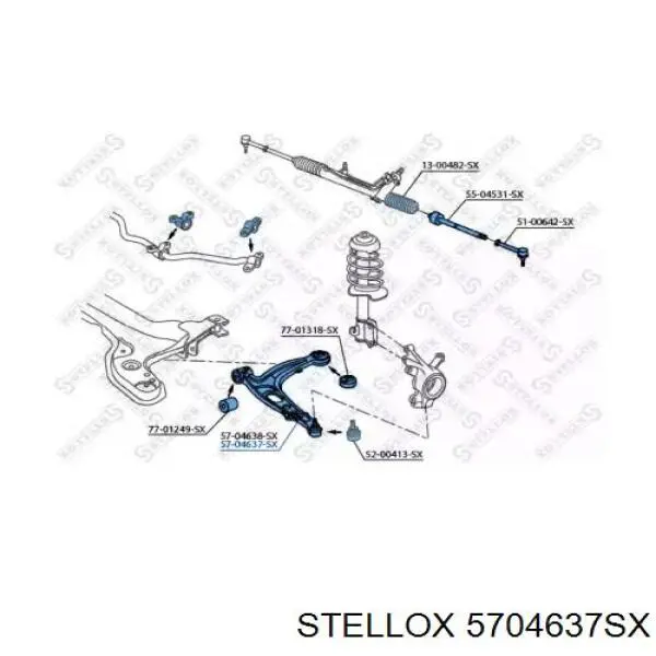 Рычаг передней подвески нижний правый 5704637SX Stellox