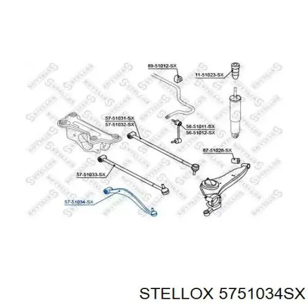 Рычаг задней подвески нижний правый 5751034SX Stellox