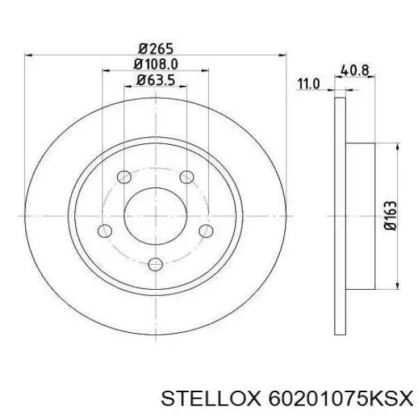 Задний тормозной диск Stellox 60201075KSX цена, от 24.85 USD