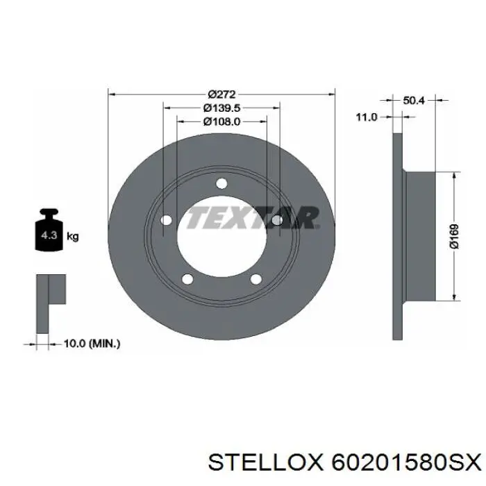 Передние тормозные диски 60201580SX Stellox