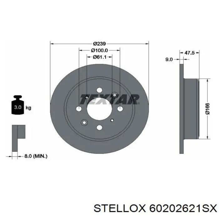 Купить 60202621SX Stellox Диск тормозной задний