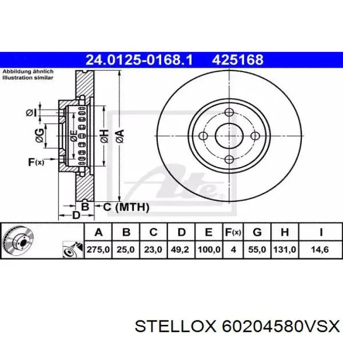 60204580VSX Stellox Диск тормозной передний