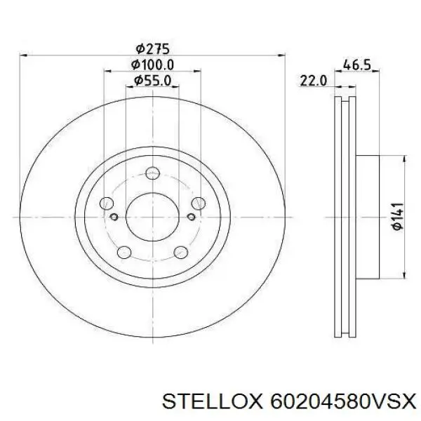 Тормоз дисковый передний Stellox 60204580VSX цена, от 38.51 USD