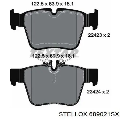 689 021-SX Stellox sapatas do freio traseiras de disco