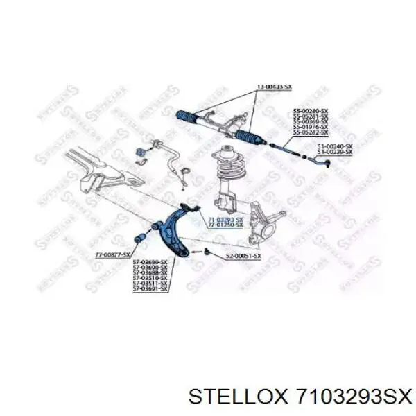 Сайлентблок переднего нижнего рычага 7103293SX Stellox