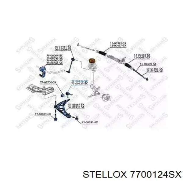 Сайлентблок переднего нижнего рычага 7700124SX Stellox