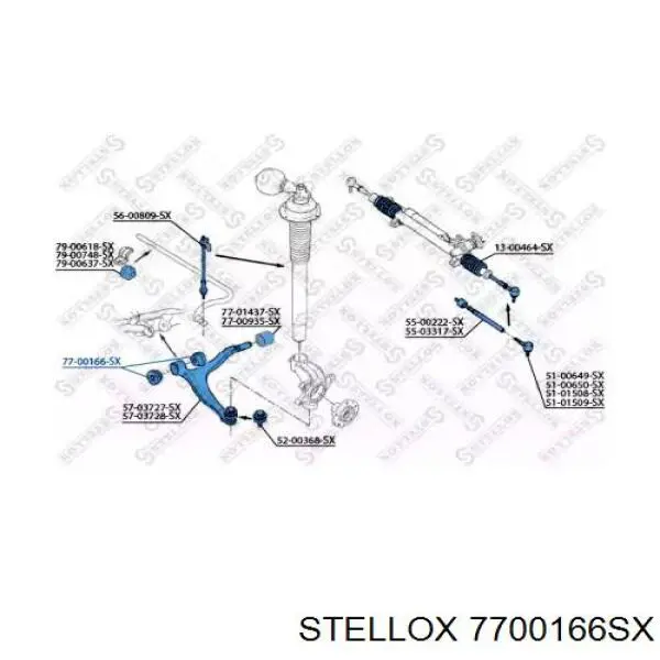 7700166SX Stellox сайлентблок переднего нижнего рычага