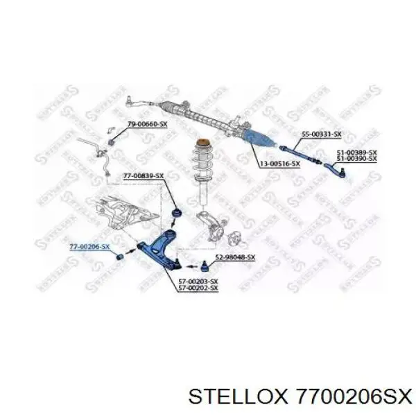 Сайлентблок переднего нижнего рычага 7700206SX Stellox