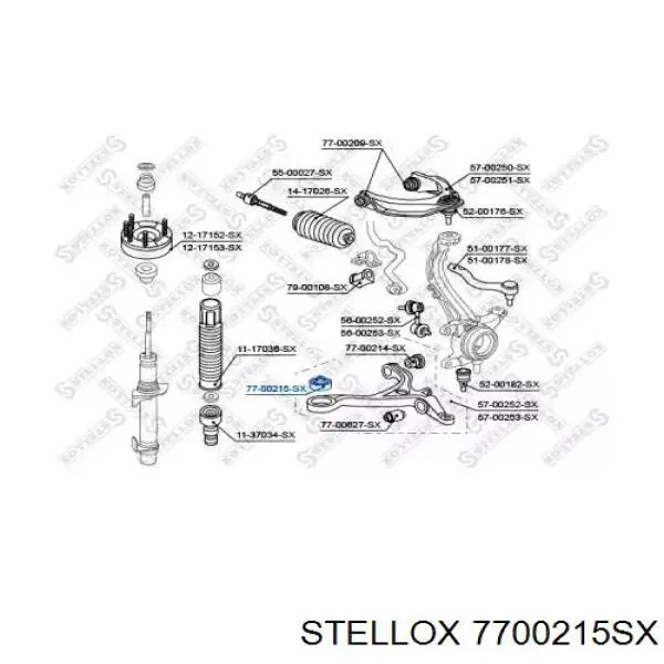 Сайлентблок переднего нижнего рычага 7700215SX Stellox