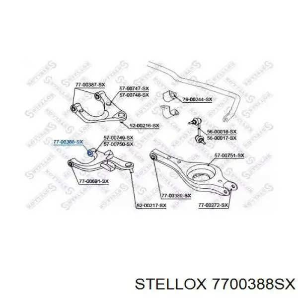 Сайлентблок заднего нижнего рычага 7700388SX Stellox