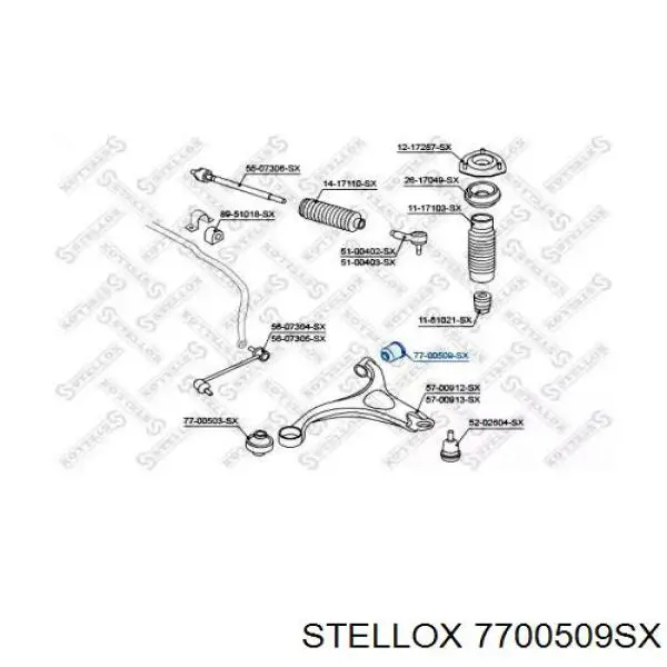 Сайлентблок переднего нижнего рычага 7700509SX Stellox