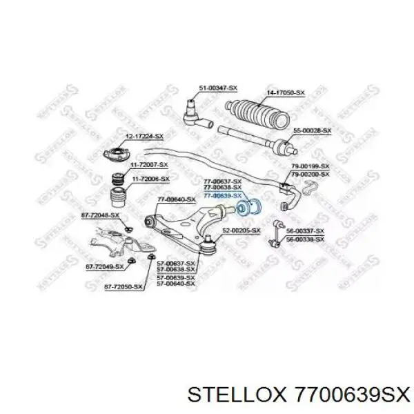 Сайлентблок переднего нижнего рычага 7700639SX Stellox