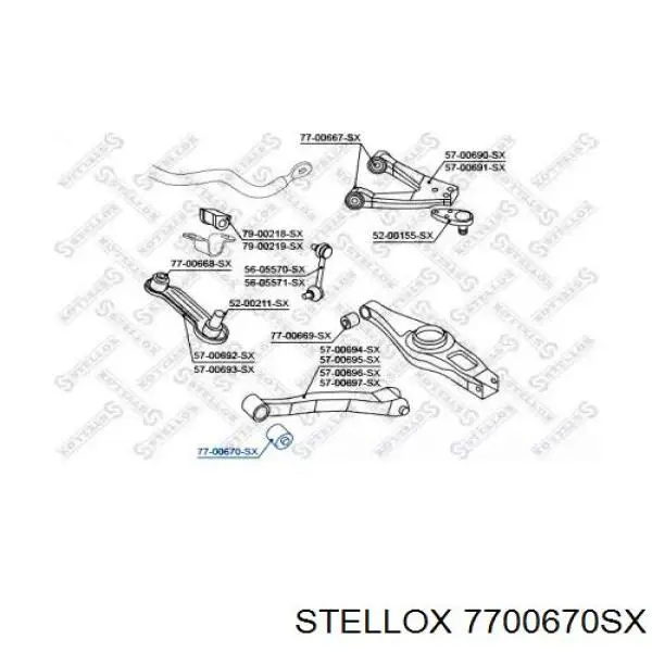 Сайлентблок заднего продольного нижнего рычага 7700670SX Stellox