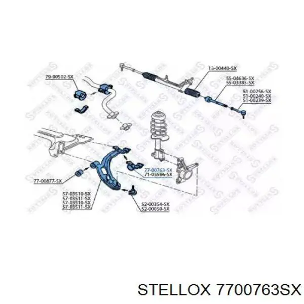 7700763SX Stellox сайлентблок переднего нижнего рычага
