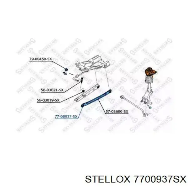 Сайлентблок тяги поперечной (задней подвески) 7700937SX Stellox