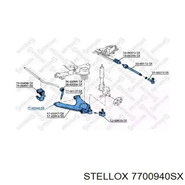 Сайлентблок переднего нижнего рычага 7700940SX Stellox