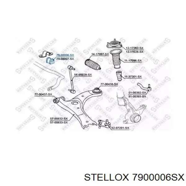 Втулка стабилизатора переднего левая 7900006SX Stellox