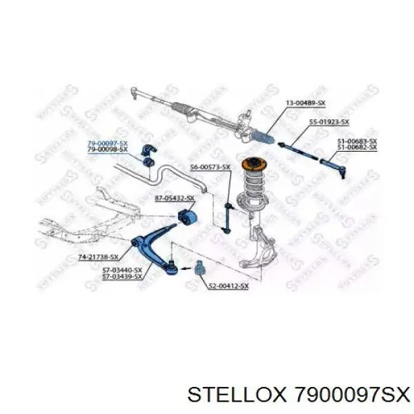 Втулка стабилизатора переднего Stellox 7900097SX