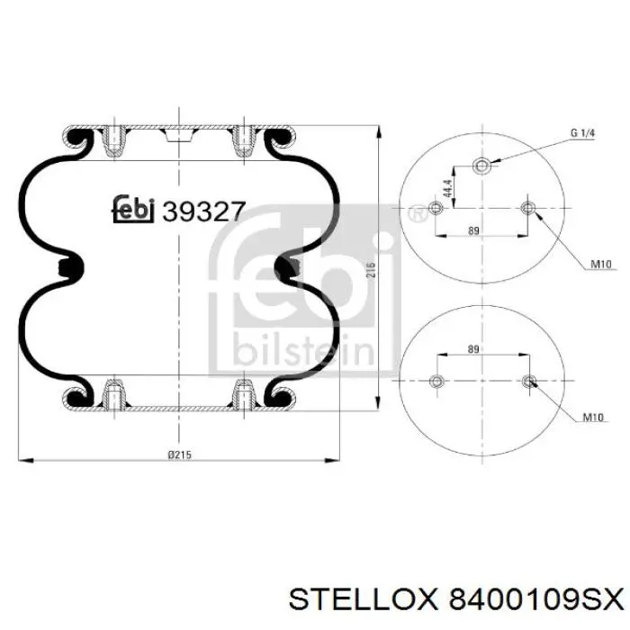 8400109SX Stellox coxim pneumático (suspensão de lâminas pneumática do eixo)