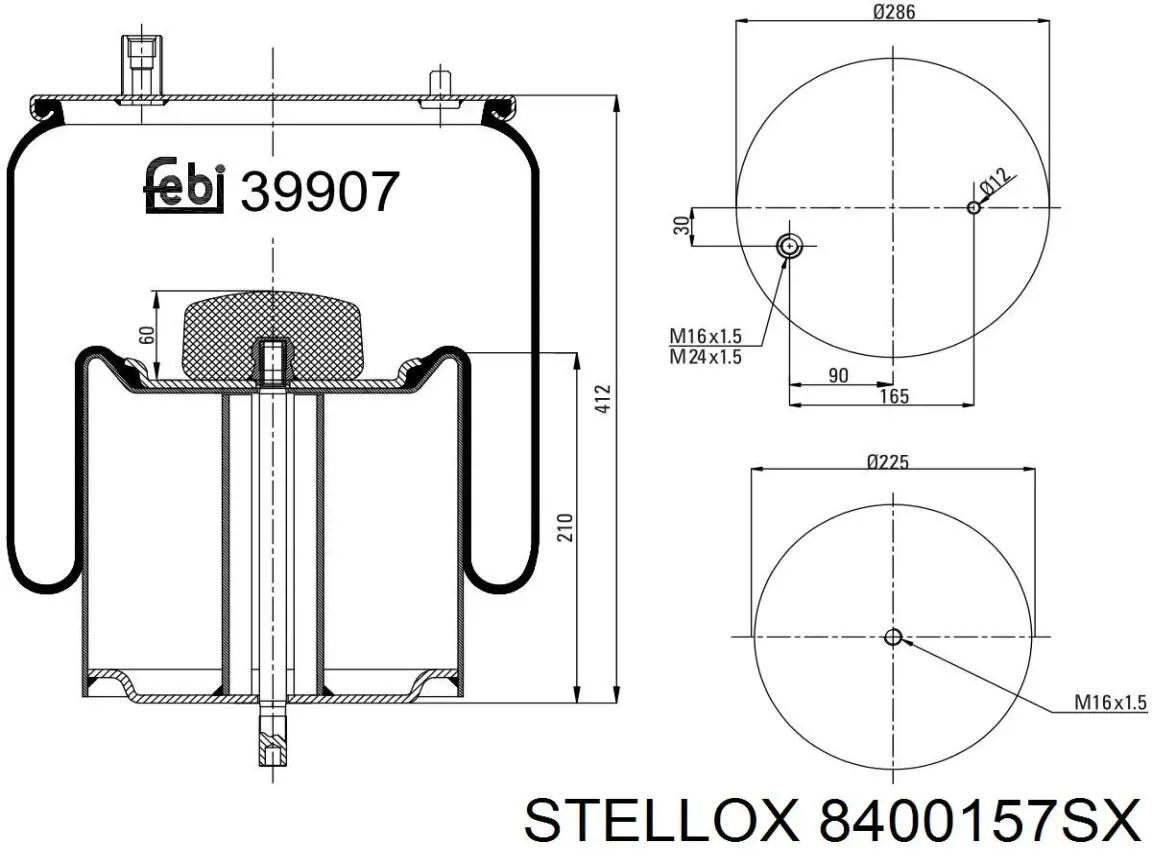 Пневмоподушка (пневморессора) моста заднего 8400157SX Stellox