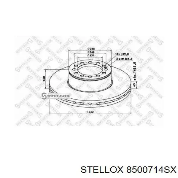 Передние тормозные диски 8500714SX Stellox