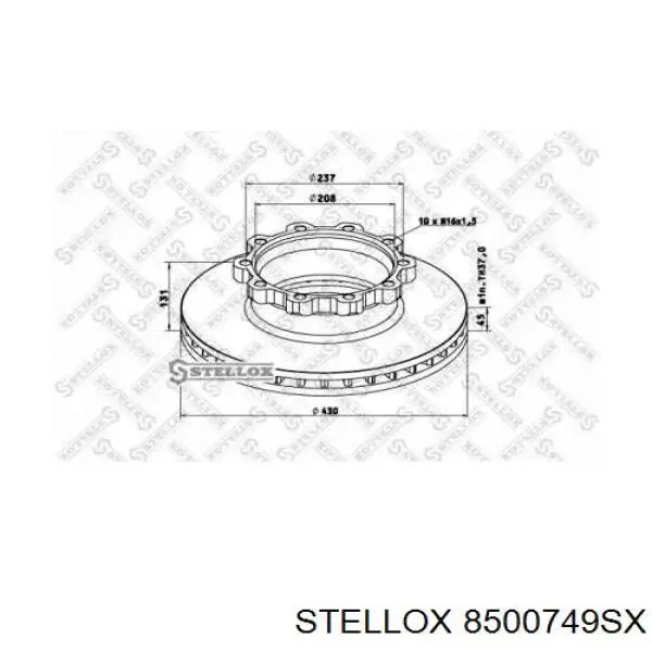 Передние тормозные диски 8500749SX Stellox