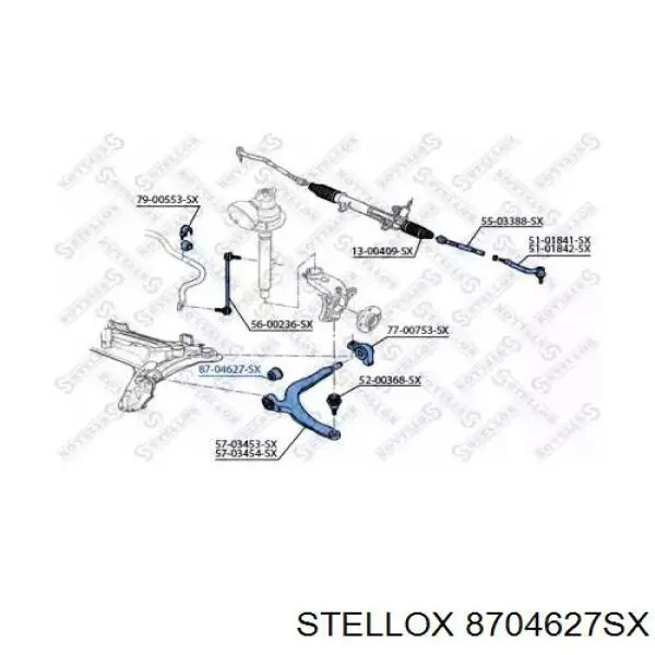 Сайлентблок переднего нижнего рычага 8704627SX Stellox