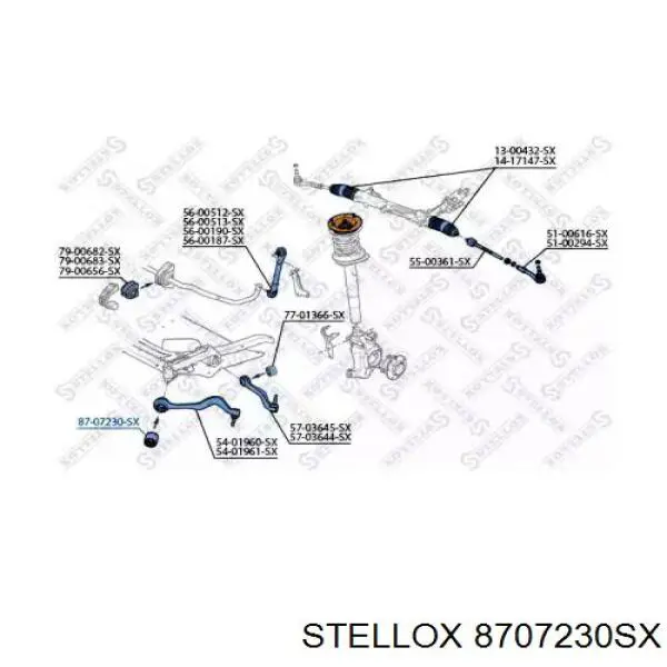 Сайлентблок переднего нижнего рычага 8707230SX Stellox