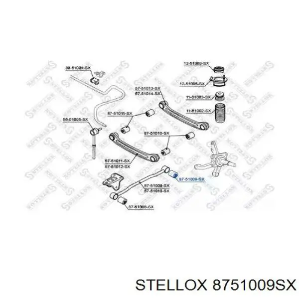 Сайлентблок заднего продольного рычага передний 8751009SX Stellox