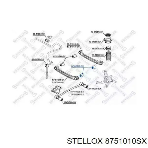 Сайлентблок заднего поперечного рычага наружный 8751010SX Stellox