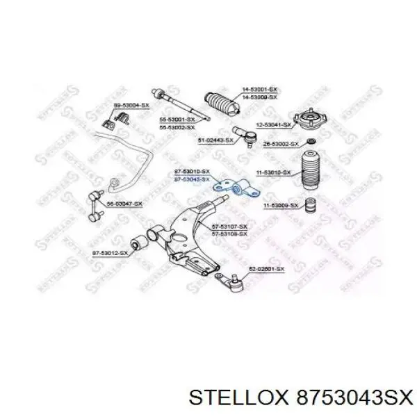 Сайлентблок переднего нижнего рычага 8753043SX Stellox