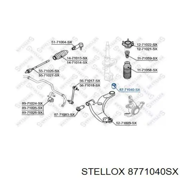 Сайлентблок переднего нижнего рычага 8771040SX Stellox