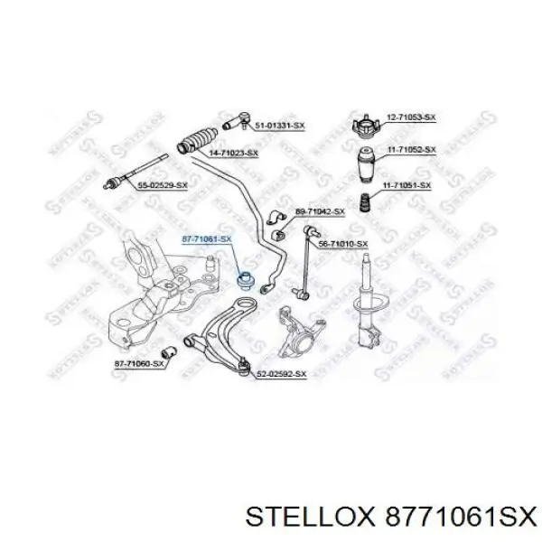 Сайлентблок переднего нижнего рычага 8771061SX Stellox