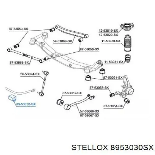 8953030SX Stellox Прокладка стабильзатора заднего