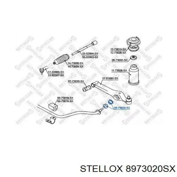 Сайлентблок стабилизатора переднего 8973020SX Stellox