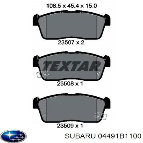 Передние тормозные колодки 04491B1100 Subaru