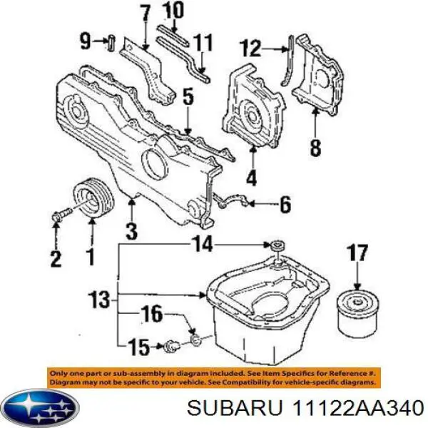 11122AA340 Subaru vedante de panela de cárter do motor