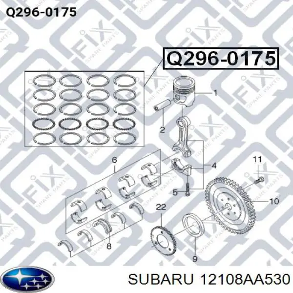 12108AA530 Subaru вкладыши коленвала шатунные, комплект, стандарт (std)