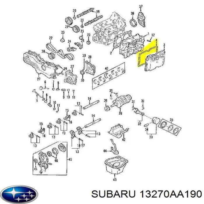 Прокладка клапанной крышки двигателя правая Subaru 13270AA190