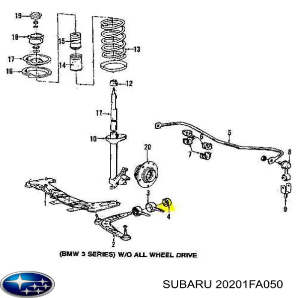 Сайлентблок передней подвески Subaru 20201FA050 цена, от 34.25 USD