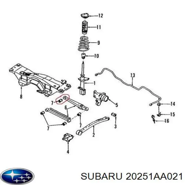 Внутренний сайлентблок заднего поперечного рычага Subaru 20251AA021 цена, от 4.61 USD