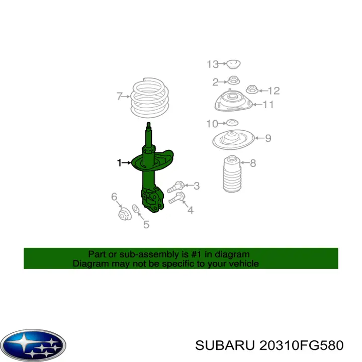 Амортизатор подвески передний левый Subaru 20310FG580 цена, от 240.72 USD
